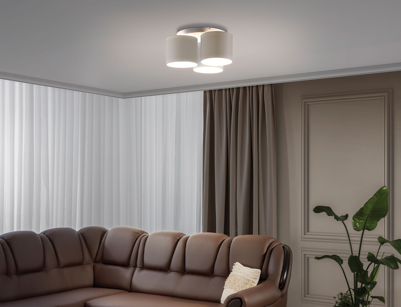 Plafoniera ELTAP, Vespillo, 45x18 cm, 3xE27, 15W, otel/PVC, alb - imagine 6
